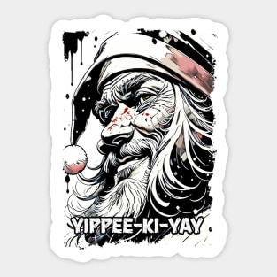 Yippee Ki Yay Funny Xmas Quote Pop Culture Santa Claus Illustration Sticker